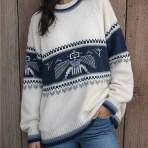 Vintage 70s Silton California Aztec Firebird Ski Sweater Size XLT